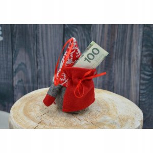 MIKOŁAJEK DEKORACYJNY Z WORKIEM NA PREZENT 15CM SZARY 3