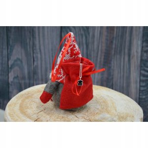 MIKOŁAJEK DEKORACYJNY Z WORKIEM NA PREZENT 15CM SZARY 4