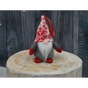 MIKOŁAJEK DEKORACYJNY Z WORKIEM NA PREZENT 15CM SZARY 5