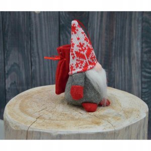 MIKOŁAJEK DEKORACYJNY Z WORKIEM NA PREZENT 15CM SZARY 6