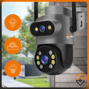 ZEWNĘTRZNA PODWÓJNA KAMERA OBROTOWA Ultra HD 8MPX WIFI IP SMART DETEKCJA 4K 3