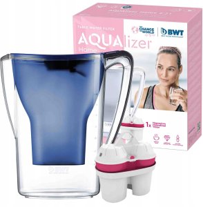 Dzbanek filtrujący BWT Dzbanek filtrujący wodę Aqualizer Home 2.7L Niebieski - ręczny z wkładem Mg2+ 2