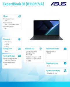 Notebook ExpertBook B1 B1503CVA-S75100X i5 13420H 16GB/512GB/W11Pro/3Y 9