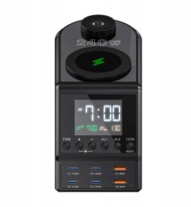 Ładowarka Blitzwolf alarm clock with charger 2xUSB-A, 4xUSB-C, 240W 2