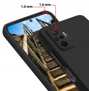 Etui Czarne Matowe Silikon Slim do Xiaomi Redmi Note 10 Pro + SZKŁO 9H 4