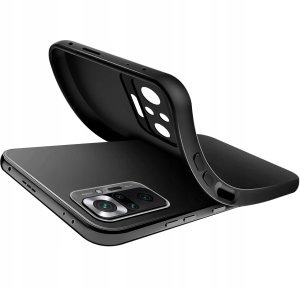 Etui Czarne Matowe Silikon Slim do Xiaomi Redmi Note 10 Pro + SZKŁO 9H 5