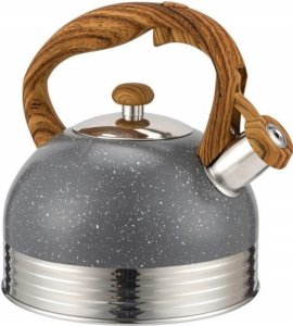 Brunbeste Czajnik stalowy z gwizdkiem do indukcji 2.5L szary marmurowy uchwyt drewniany BB-2477 4