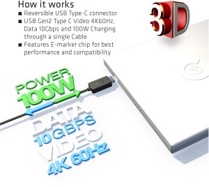 Kabel USB Club 3D USB Type-C Cable M/M 0.8Meter Active PD ~100Watt 4K60Hz 4