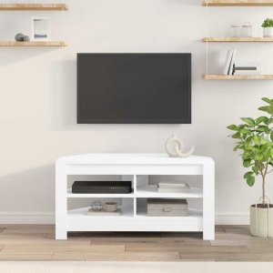 vidaXL Rogowa szafka na telewizor biała 102x40,5x45cm 4