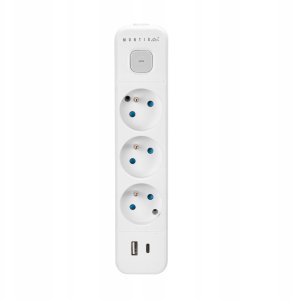 Montis Przedłużacz elektryczny biało-szary 3-gniazdowy z USB 5m MT185-WG-5 4