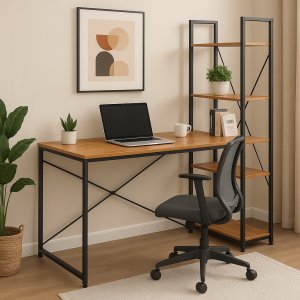 BIURKO KOMPUTEROWE LOFT SZKOLNE RIWALL RD-01 Z REGAŁEM I PÓŁKAMI GAMINGOWE 14