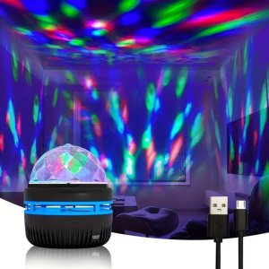 Lean Projektor Kula Lampka Nocna Kolorowe Światła LED Pilot 360° 5