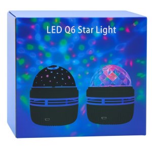 Lean Projektor Kula Lampka Nocna Kolorowe Światła LED Pilot 360° 6