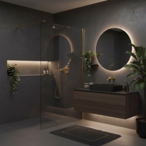 Rea Kabina prysznicowa Walk-In Flexi Transparent / Brush Gold 90 4