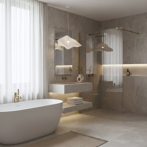 Rea Kabina prysznicowa Walk-In Flexi Transparent / Brush Gold 110 6