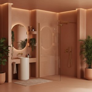 Rea Kabina prysznicowa Walk-In Flexi Transparent / Brush Gold 110 7