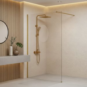 Rea Kabina prysznicowa Walk-In Flexi Transparent / Brush Gold 130 7