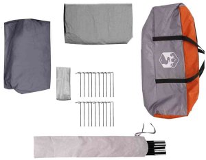 Namiot turystyczny vidaXL Namiot rodzinny Szary i pomarańczowy 324 x 255 x 230 cm 9