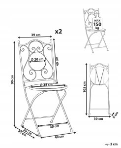 Krzesło ogrodowe Zestaw 2 Metal Czarny CAMPRENA 3