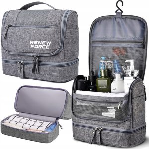 KOSMETYCZKA MĘSKA SZARA POJEMNA KOSMETYCZKA PODRÓŻNA WYJAZD DUŻA Z HAKIEM 2