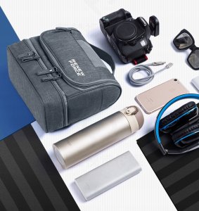 KOSMETYCZKA MĘSKA SZARA POJEMNA KOSMETYCZKA PODRÓŻNA WYJAZD DUŻA Z HAKIEM 3