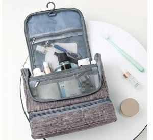 KOSMETYCZKA MĘSKA SZARA POJEMNA KOSMETYCZKA PODRÓŻNA WYJAZD DUŻA Z HAKIEM 8