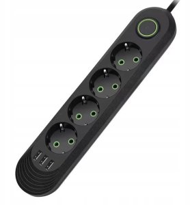 Listwa zasilająca Interlook Listwa zasilająca LH-F04U-BLACK 7 gniazd 3 m czarny 2
