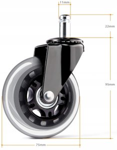 Korbi Kółka do fotela 7.5 cm 5 szt. 14