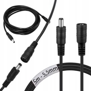 Eurolook PRZEDŁUŻACZ 5m ZASILANIA KABEL ZASILAJĄCY DO KAMER I LAMP PRZEWÓD DC 5,5mm 2