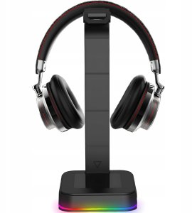 STOJAK STATYW UCHWYT NA SŁUCHAWKI GAMINGOWY PODOŚWIETLENIE RGB HUB + 2X USB 4