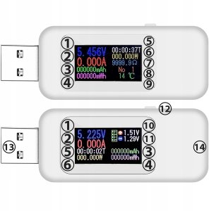 WOLTOMIERZ CYFROWY USB MIERNIK TESTER NAPIĘCIA AMPEROMIERZ WATOMIERZ LCD 7