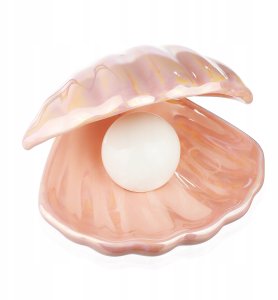 BEZPRZEWODOWA DESIGNERSKA LAMPKA NOCNA CERAMICZNA LED MUSZLA PERŁA 2