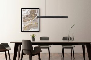 NOWOCZESNA WISZĄCA LAMPA LINIOWA LED 32W 80cm PODŁUŻNA BELKA PILOT 3 BARWY 3