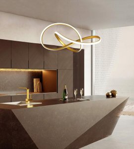 NOWOCZESNA LAMPA WISZĄCA ZŁOTY ŻYRANDOL LED 48W z PILOTem GLAMOUR 2