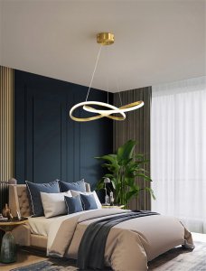 NOWOCZESNA LAMPA WISZĄCA ZŁOTY ŻYRANDOL LED 48W z PILOTem GLAMOUR 3