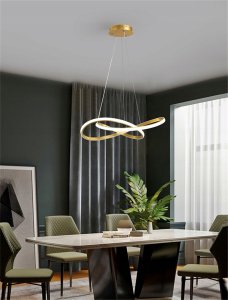 NOWOCZESNA LAMPA WISZĄCA ZŁOTY ŻYRANDOL LED 48W z PILOTem GLAMOUR 5