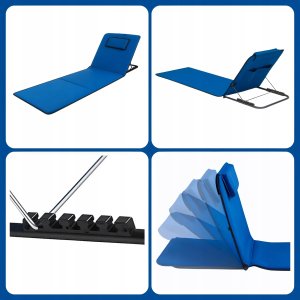 MATA PLAŻOWA SKŁADANA WYPOCZYNKOWA Z OPARCIEM LEŻAK REGULOWANY PLAŻOWY 6