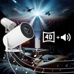 PROJEKTOR RZUTNIK WIFI ANDROID PRZENOŚNY OBROTOWY SMART 4K GŁOŚNIK BT 5.0 4