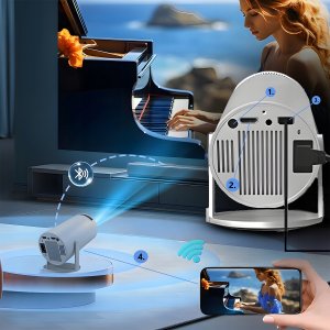 PROJEKTOR RZUTNIK WIFI ANDROID PRZENOŚNY OBROTOWY SMART 4K GŁOŚNIK BT 5.0 6