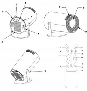 PROJEKTOR RZUTNIK WIFI ANDROID PRZENOŚNY OBROTOWY SMART 4K GŁOŚNIK BT 5.0 10
