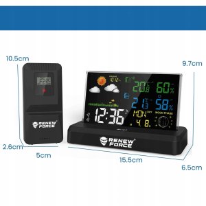 CSL-Computer Stacja pogodowa Renew Force CZUJNIKIEM ZEWNĘTRZNYM POGODY 3 7