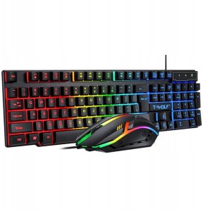Zestaw klawiatura i mysz T-WOLF czerwony 12