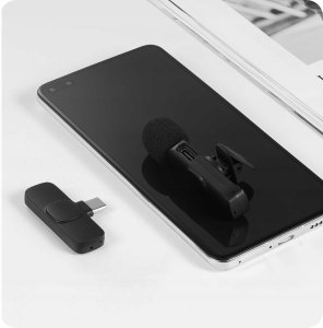 2x Mikrofon Bezprzewodowy Krawatowy USB-C Klips Android Streaming Live Vlog 8