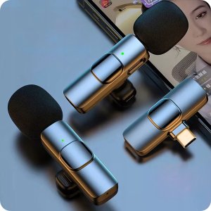 2x Mikrofon Bezprzewodowy Krawatowy USB-C Klips Android Streaming Live Vlog 10