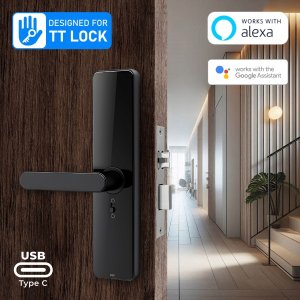 Inteligentna Klamka TT Lock Bluetooth Wkładka Zamka Szyfr Kod RFID Odcisk 12