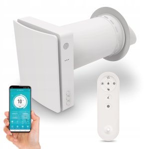 Rekuperator Ścienny WiFi Tuya Pilot Filtr 60 m3/h Wentylator 3 Prędkości 10