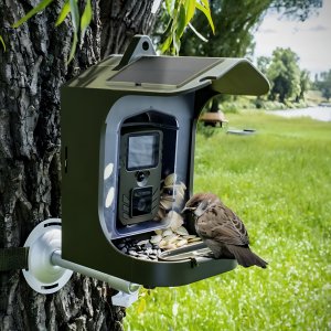 Karmnik Dla Ptaków z Kamerą WiFi Fotopułapka Solarna PIR Aplikacja Edukacja 11