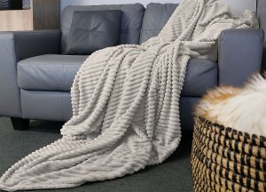 Koc 160x200 ecru Lena przytulny miękki tłoczony do sypialni narzuta 5