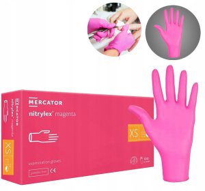 Mercator Medical Rękawice Nitrylowe 100 szt. 6-XS Nitrylex Magenta 13