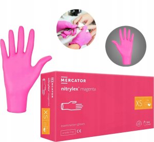 Mercator Medical Rękawice Nitrylowe 100 szt. 6-XS Nitrylex Magenta 14